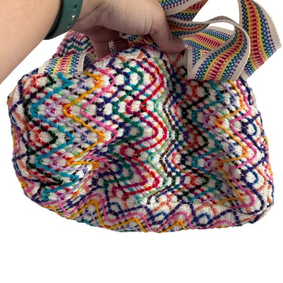 Vintage Mexican Artisan Woven Drawstring Backpack - Picture 7 of 16